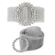Women's Bling Belt 11 Row Clear Crystal Diamante Studded Silver Acrylic Flexible WaistBand 35mm